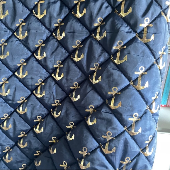 Simply Southern Navy Quilted Puffer Jacket Vest with Metallic Anchors - Picture 8 of 13